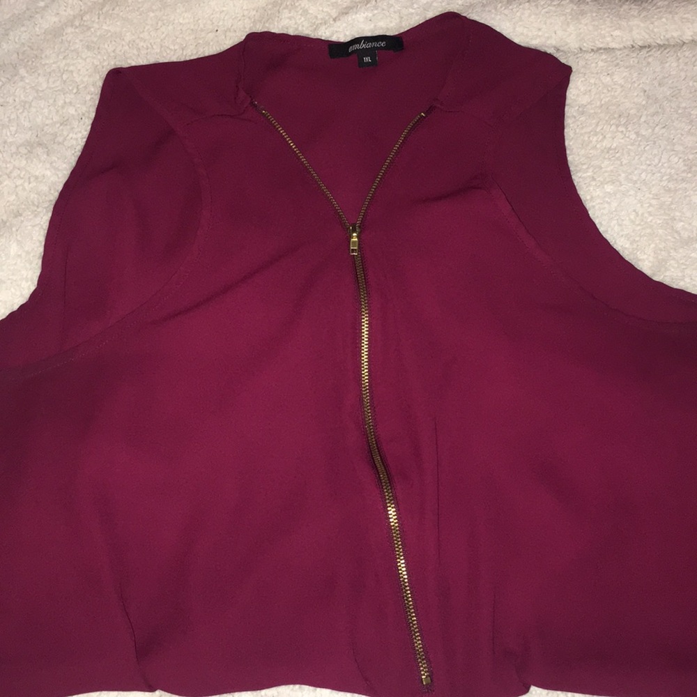 Red zip up tank top
